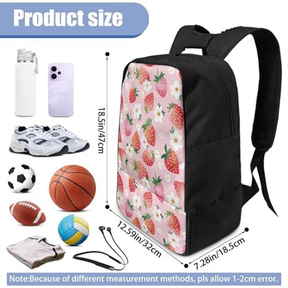18.5in Basketball Backpack Basketball Bag with Shoe Compartment & Ball Holder, Waterproof Bag for Soccer Volleyball - color: Strawberry Floral Print Pink