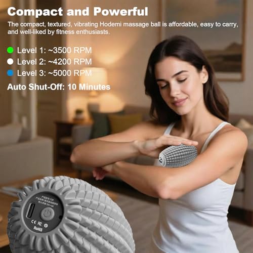 HODEMI Electric Vibrating Massage Roller, Handheld Muscle Massager with Ball-Shaped Rolling Head, 3 Speed Rechargeable Silicone Massager for Muscle Relaxation at Gym, Office & Travel (Gray) - color: Gray