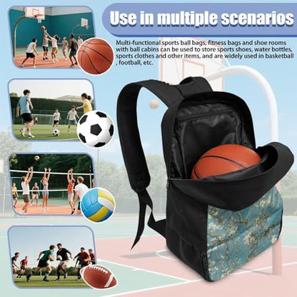 Basketball Backpack With Separate Ball Compartment And Shoes Fit Basketball Volleyball Football - color: Almond Blossom Green