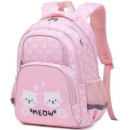 abshoo Cute Cat School Backpack For Girls Elementary Kindergarten Kids School Bag (Cat Pink A) - color: Cat Pink