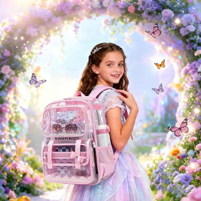 Clear Backpack for Girls,Transparent Backpack See Through Backpacks Stadium Event,Heavy Duty Clear Bookbag for School Pink - color: Baby Pink