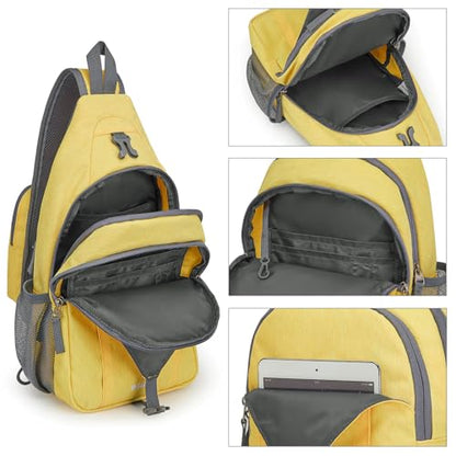 G4Free Sling Bag for Men and Women, RFID Blocking Crossbody Bag, Lightweight Sling Backpack for Travel, Hiking, Walking and Daily Use - color: Yellow