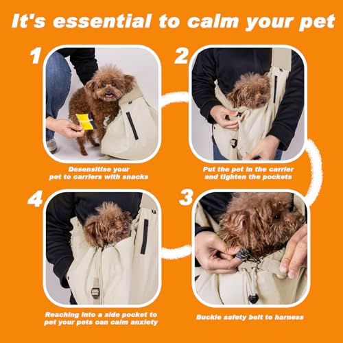 Dog Carrier Sling, Dog Carriers for Small Dogs Up to 20lbs, Beige - color: Beige