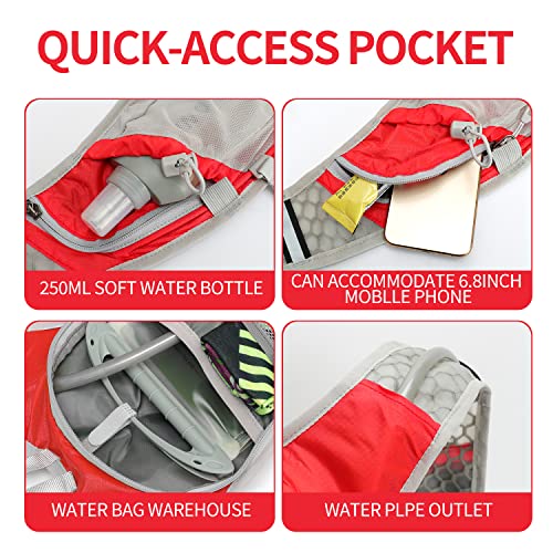 IX INOXTO Hydration Pack Backpack, Lightweight Water Backpack with 2L Hydration Bladder Daypack for Men Women,Running Hydration Vest for Trail Running Hiking Cycling Race Climbing - color: Dark Orange