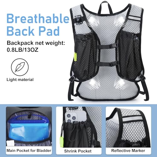 Lightweight Hydration Backpack, Running Backpack with 2L Water Bladder - color: Plaid Dark gray