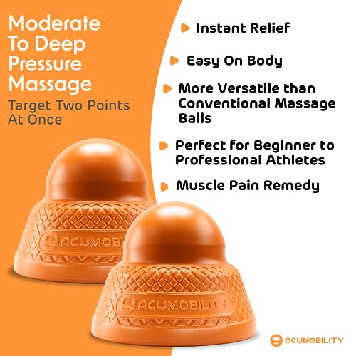 Acumobility Massage Ball Roller 2 Pack - Trigger Point - Massage Balls Massage Roller Ball - Foot Massage Ball - Physical Therapy Ball - color: Orange