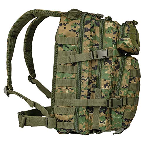 Mil-Tec Unisex Assault Pack - Rugged Durable Lightweight Ergonomic Versatile Tactical Outdoor Camping Hiking Backpack with Adjustable Padded Shoulder Straps & MOLLE Loops, Digital Woodland Camo, 20L - color: Digital Woodland Camo, style: Outdoor Tactical