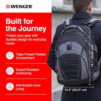 Wenger Synergy Laptop Backpack, Fits 16 Inch Laptop, Men's and Women's Laptop Bag, Black/Grey - style: Wenger Synergy Laptop Backpack
