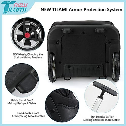 NEW TILAMI 19 inch Rolling Backpack Teens Rolling Backpack Cute Wheeled Laptop Backpack Bookbag Roller Travel Bag College, Black - color: Black