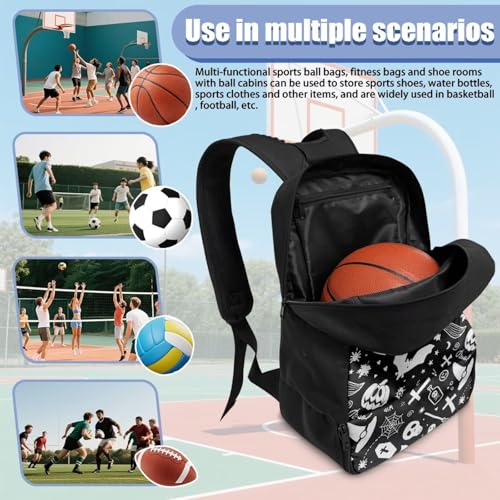 Basketball Backpack With Separate Ball Compartment And Shoes Fit Basketball Volleyball Football - color: Ghost