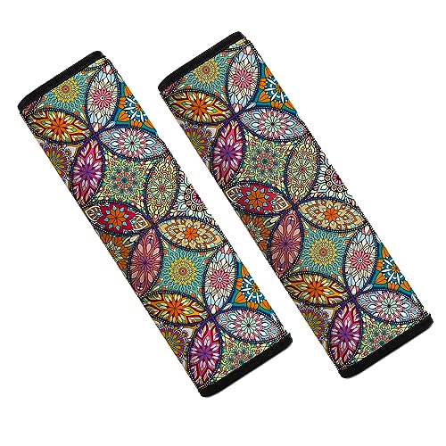 Car Seat Belt Pad Cover, 2-Pack Soft Car Safety Seat Belt Strap Shoulder Pad for Adults and Children, Suitable for Car Seat Belt, Backpack, Shoulder Bag (Pretty Mandala) - color: Pretty Mandala