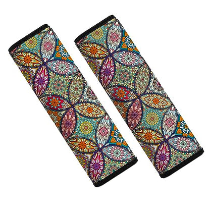 Car Seat Belt Pad Cover, 2-Pack Soft Car Safety Seat Belt Strap Shoulder Pad for Adults and Children, Suitable for Car Seat Belt, Backpack, Shoulder Bag (Pretty Mandala) - color: Pretty Mandala
