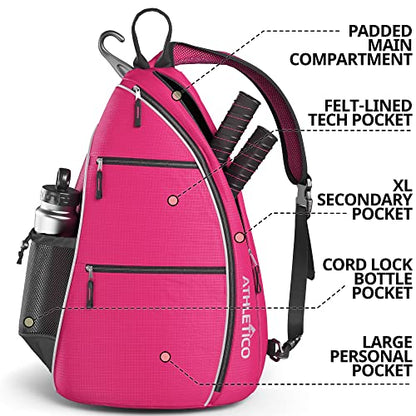 Athletico Sling Bag - Crossbody Backpack for Pickleball, Tennis, Racketball, and Travel for Men and Women - color: Pink