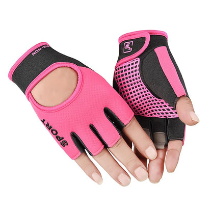 Mealah Men & Women Breathable Workout-Glove - UV Protection Fingerless Gym Gloves for Fitness Rowing Cycling - color: Pink