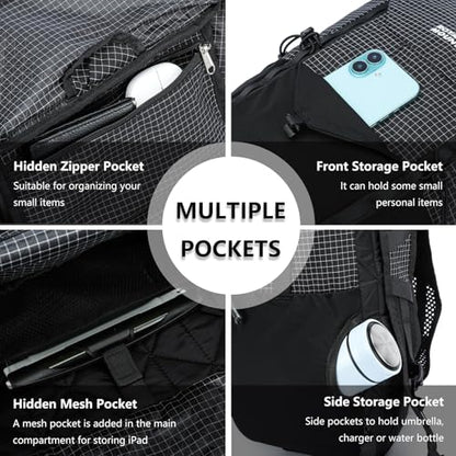 Hiking Backpack For Women&Men, 20L Lightweight Foldable Water Resistant Packable Travel Small Hiking Backpacks, Daypack Backpacks For Travel, Camping (Black) - color: Black