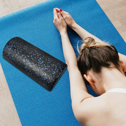 Cabilock Semicircle Yoga Half Roller Epp Foam Muscle Massage Roller for Back and Balance Training, 30cm Black-Blue Yoga Fitness Equipment for Pilates and Stretching