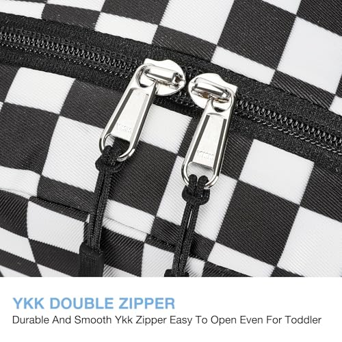 STEAMEDBUN Kids Backpack for Boys Girls 5-8, 15inch Girls Boys Backpacks Kindergarten - color: Black Checkerboard, size: SMALL-15"H(fit folder)