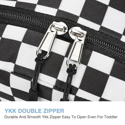 STEAMEDBUN Kids Backpack for Boys Girls 5-8, 15inch Girls Boys Backpacks Kindergarten - color: Black Checkerboard, size: SMALL-15"H(fit folder)