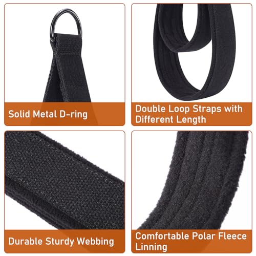 TOBWOLF Pilates Straps - Double Loop D-Ring Straps for Reformer, Padded, Home Gym Workout - color: Black