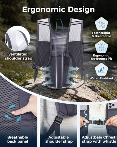 Blue Quartz Hydration Backpack with 2L Water Bladder, Hiking Water Pack with Insulated Compartment for Women Men, Lightweight Running Hydration Vest with Phone Pocket for Cycling, Biking