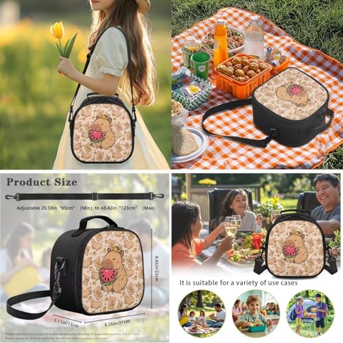 3 PCS Cartooon Capybara Backpacks for School Kid Girl's School Backpack Bookbag with Reusable Lunch Box Pencil Case Pouch Large 17 Inch Travel Daypack Set - color: Capybara