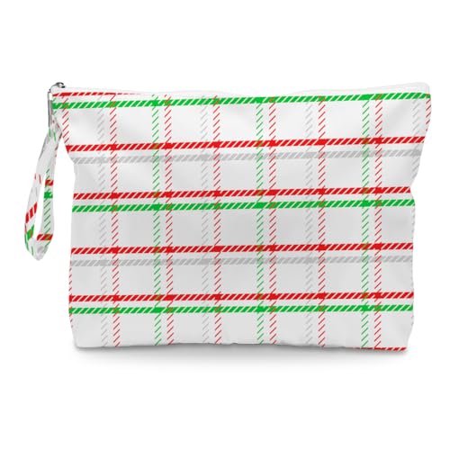 Fokongna Cute Print Wet Bag, Small Portable Waterproof Multi-Functional Organizer for Women, Pink Bow Polka Dot, Ideal for Daily, Beach & Travel - color: Red Green Plaid