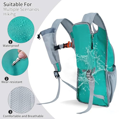 Hiking Backpack 10L/15L Small Daypack Lightweight Packable Travel Foldable Water Resistan for Women Men (Lake Green, 10L) - color: Lake Green, size: 10L