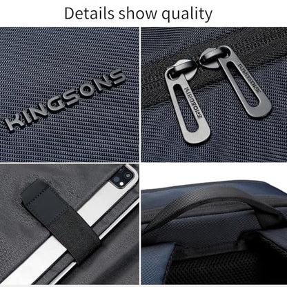 Kingsons 15.6 Inch Laptop Compartment Backpack for Men,Waterproof Slim Durable Business Backpack for Work，Travel (KS25054-Dark Blue-US-1) - color: Ks25054-dark Blue-us-1