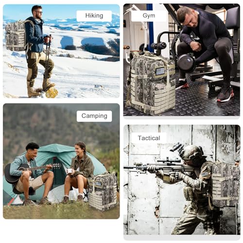 WOLT | Military Tactical Backpack for Men, Large Army 3 Day Assault Pack with MOLLE Bag for Hiking Survival Gear, Range Bag (CamouflageGrey) - color: Camouflagegrey