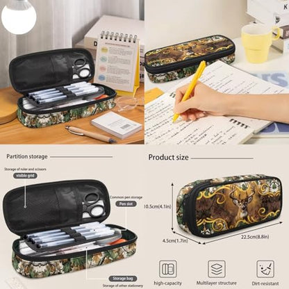 3PCS Backpack for Boys Girls Teens, 3 in 1 Tree Branch Deer Lightweight 17 Inch School Backpack with Lunch Box Pencil Case for Middle High Students - color: Tree Branch Deer