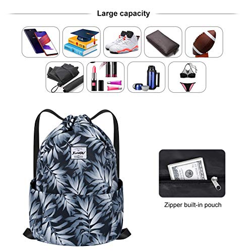 XEYOU Drawstring Sports Backpack Lightweight Gym Yoga Sackpack Shoulder Rucksack Casual Outdoor Daypack for Women and Men | Lightweight - color: Fantasy Leaves