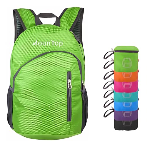 MounTop Outdoor Lightweight Foldable Water Resistant Backpack for Travel Hiking Riding - color: Green