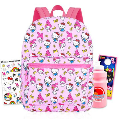 Hello Kitty My Melody Backpack for Girls School Bundle w/ 16" Bookbag, More