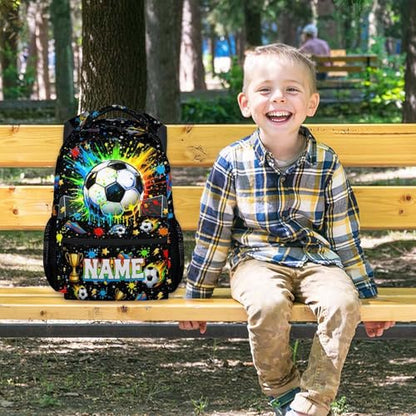 Soccer Backpack for Boys, Personalized Kids Soccer Bookbag with Custom Name - 17" Sports School Bag for Elementary Kindergarten - color: Green