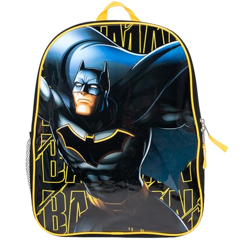 AI ACCESSORY INNOVATIONS Batman Kids Backpack, Dark Knight Superhero 15" School Bag for Boys, Black - color: Batman