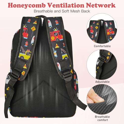Little Kids Backpack for Girls Boys - 15 Inch Preschool Kindergarten Backpack Cute Car Patterns School Bag for Aged 3-8, Black - color: Black