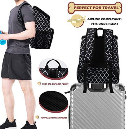 BAGLHER Dog Travel Bag Backpack, Airline Approved Pet Supplies Backpack, Dog Travel Bag with 2 Silicone Collapsible Bowls and 2 Food Baskets DLBlack - color: DLBlack