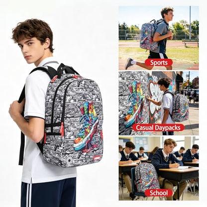 Graffiti Backpack, Designer Laptop Backpack for 15.6 Inch Work,Water Resistant Backpack Computer Bag (KickArt) - color: Kickart