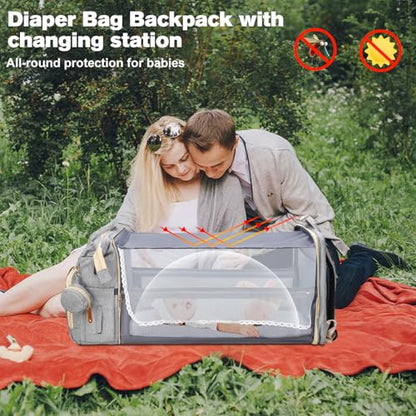 JSTPRO Diaper Bag Backpack, Large Waterproof Lightweight Diaper Bag with Changing Station, Insulated Pockets, USB Port & Stroller Straps, Travel Baby Bag for Mom and Dad, Baby Shower Gifts (Grey) - color: Grey