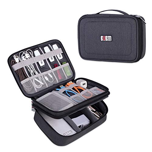 BUBM Electronic Organizer, Double Layer Travel Gadget Carry Bag for Cables, Plugs, Earphone, Flash Hard Drive and More--a Sleeve Pouch for iPad Mini(Medium, Black) - size: Medium- For 7.9" iPad Mini