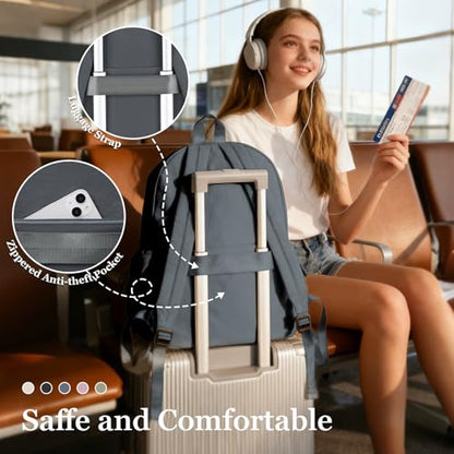 Simple School Backpack For Women Men Aesthetic Medium Backpack Lightweight Casual Daypack College Backpacks Cute Bookbag for Teens Girls Boys Basic Bagpack（Grey） - color: Grey