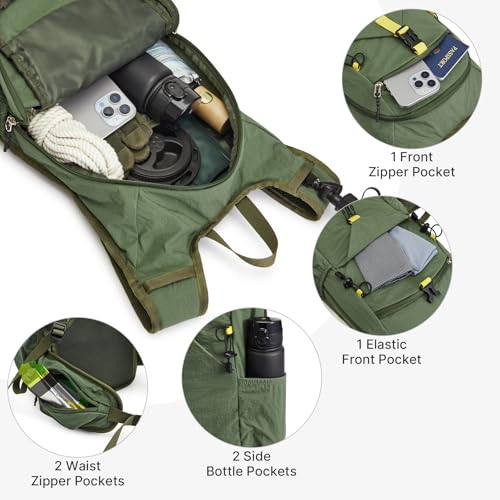 G4Free 20L Hiking Backpack with Waist Strap for Women Men, Lightweight Waterproof Daypack for Travel Camping Outdoor, Green - color: Green