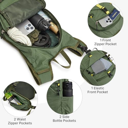 G4Free 20L Hiking Backpack with Waist Strap for Women Men, Lightweight Waterproof Daypack for Travel Camping Outdoor, Green - color: Green