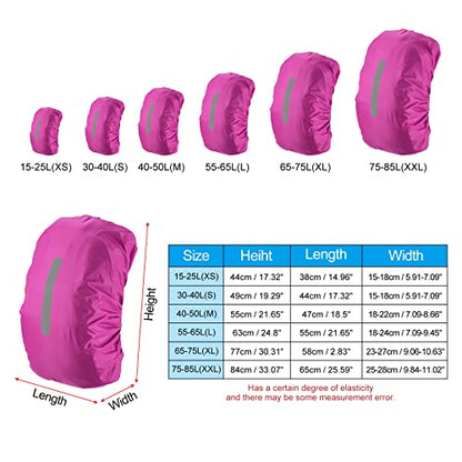 30-40L Waterproof Backpack Rain Cover, Non-Slip Backpack Cover with Vertical Reflective Strap Stay Dry for Hiking, Camping, Hunting, S, Rose Red