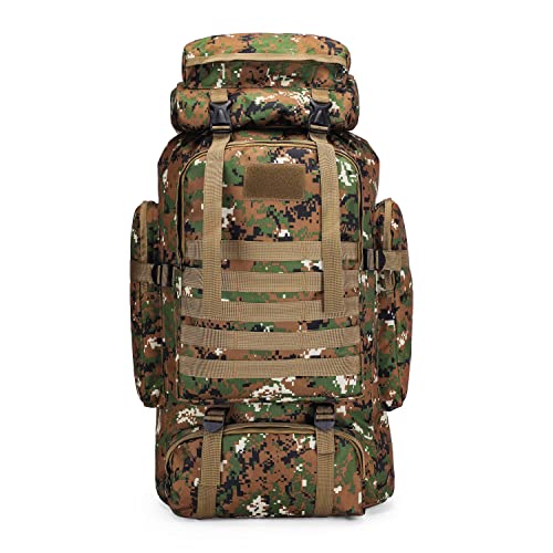 YFREAL 80L Hiking Camping Backpack,Hunting Backpack for Outdoor,Backpack Waterproof,Tactical Backpack for Men Women - color: Storm Camouflage