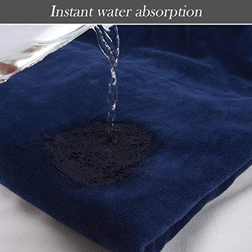 SINLAND Microfiber Men’s Bath Wrap Spa Sauna Wrap Around Towel Bath Towels with Adjustable Snap on Closure Suitablefor Shower Spa Sauna 24inch x 63inch Navy Blue - color: Navy Blue