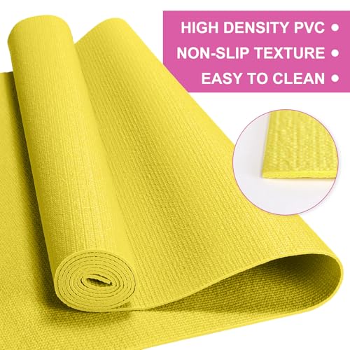 3 mm Thick Yoga Mat Bulk, Non Slip Exercise Workout Fitness Pad for Women Men, Gym Home Yoga Pilates, Easy to Clean, Sturdy PVC - color: Pastel