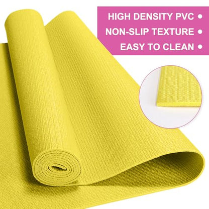 3 mm Thick Yoga Mat Bulk, Non Slip Exercise Workout Fitness Pad for Women Men, Gym Home Yoga Pilates, Easy to Clean, Sturdy PVC - color: Pastel