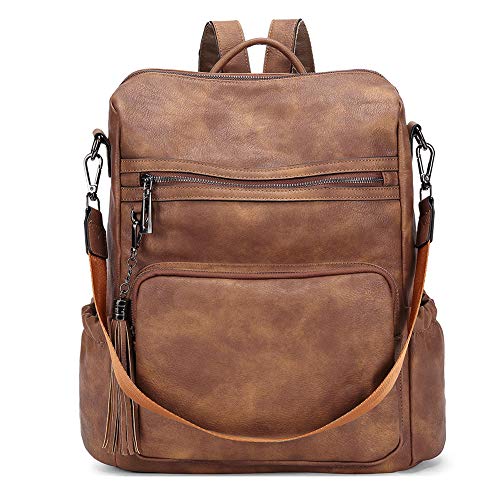 CLUCI Backpack Purse for Women Travel Backpack Large Leather Fashion Designer Lady Shoulder Bag with Tassel Brown - color: 0-0 Two-toned Brown