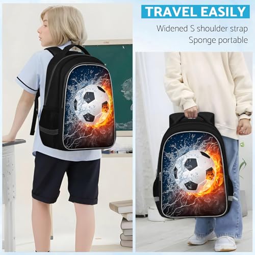 TILYTADLY School Backpack for Boys - Soccer Boys Backpack for Kids Children Teens Elementary Middle School - Students Bag for Ages 6-18,17″Bookbag Multifunctional Large Capacity - color: Soccer-08-backpack Only